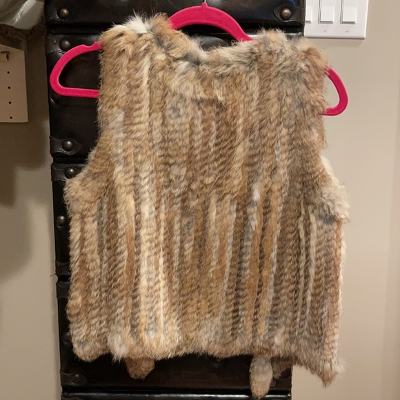 Brown authentic rabbit fur vest xs - Picture 2 of 4